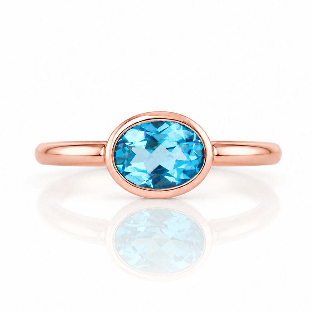 Quinn, Swiss Blue Topaz Bezel set Ring - Victoria's Jewellery