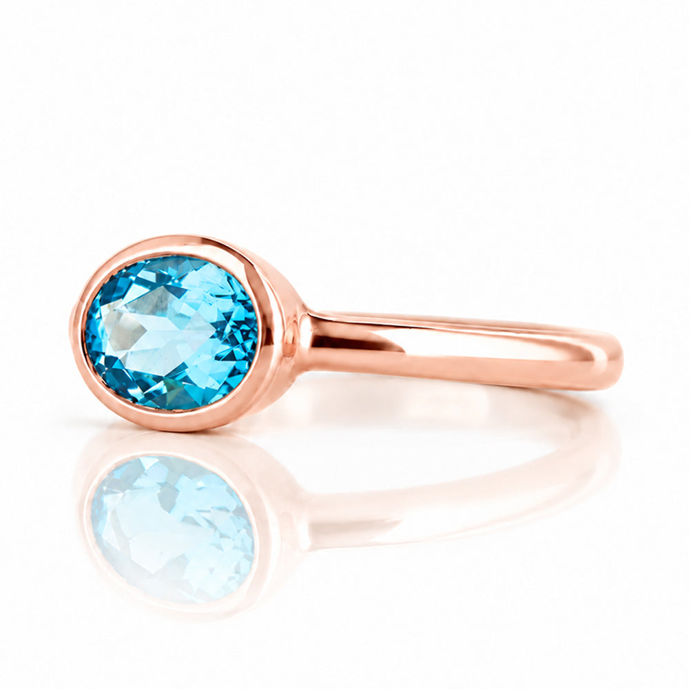 Quinn, Swiss Blue Topaz Bezel set Ring - Victoria's Jewellery