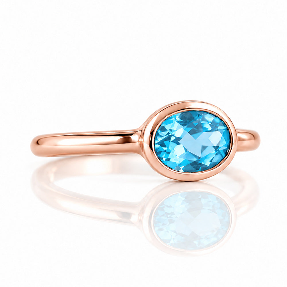 Quinn, Swiss Blue Topaz Bezel set Ring - Victoria's Jewellery
