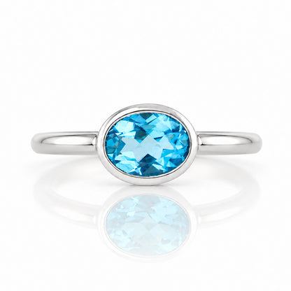 Quinn, Swiss Blue Topaz Bezel set Ring - Victoria's Jewellery