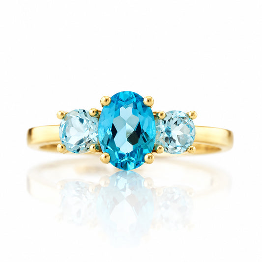 Lucy, a Swiss and Sky Blue Topaz Ring - Victoria's Jewellery
