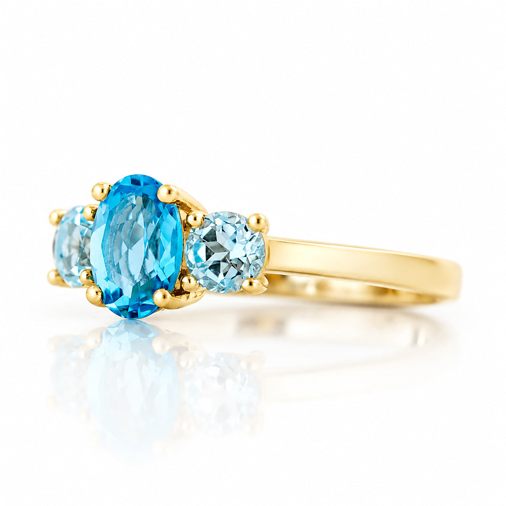 Lucy, a Swiss and Sky Blue Topaz Ring - Victoria's Jewellery