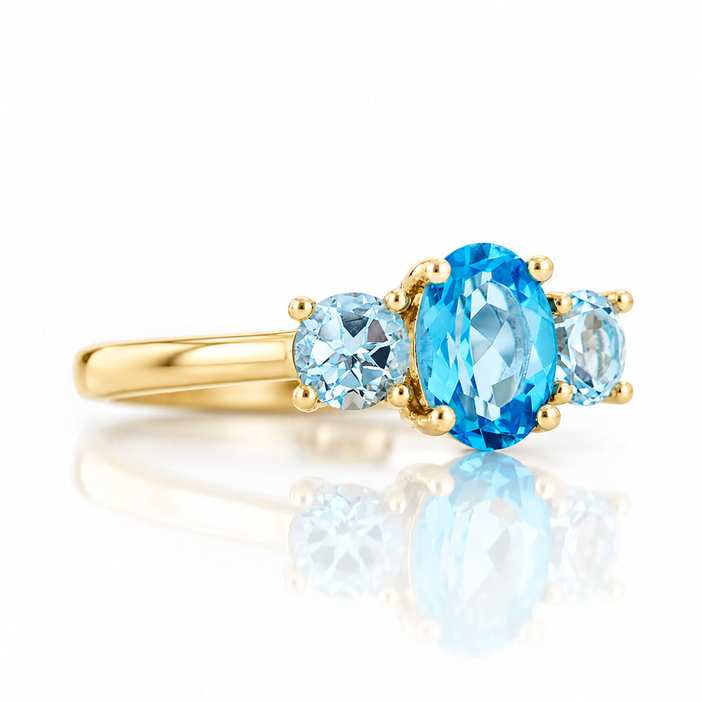 Lucy, a Swiss and Sky Blue Topaz Ring - Victoria's Jewellery
