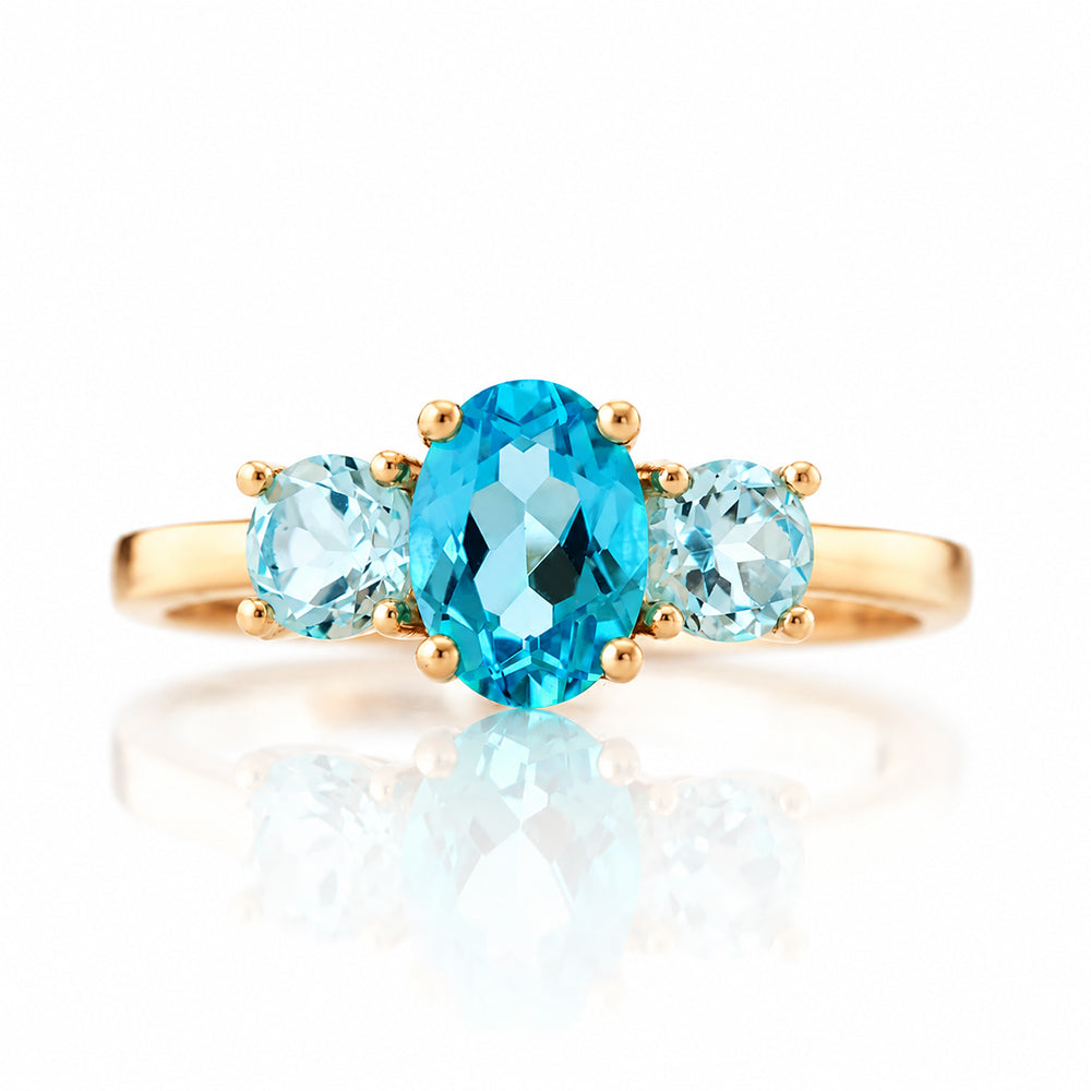 Lucy, a Swiss and Sky Blue Topaz Ring - Victoria's Jewellery