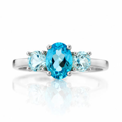 Lucy, a Swiss and Sky Blue Topaz Ring - Victoria's Jewellery