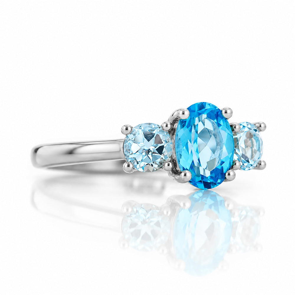 Lucy, a Swiss and Sky Blue Topaz Ring - Victoria's Jewellery