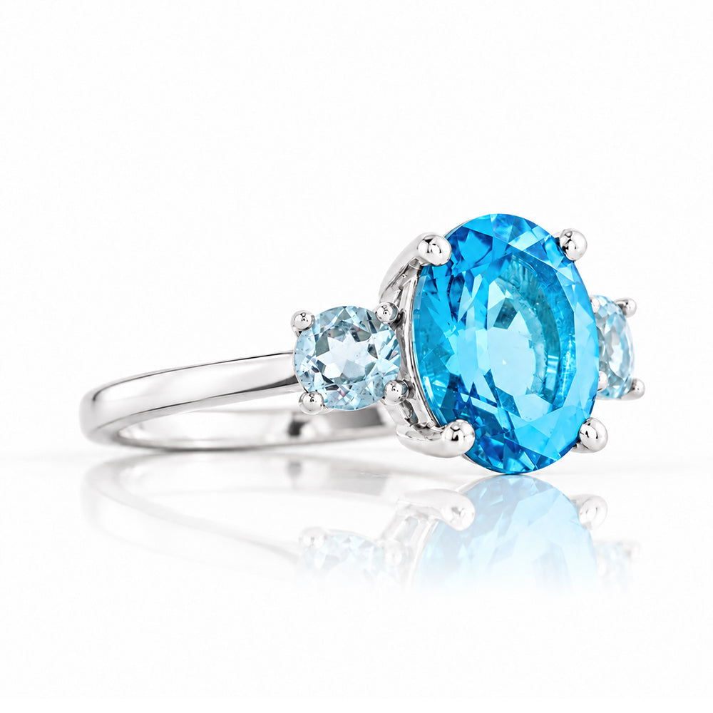 Hallie, Swiss Blue and Sky Blue Topaz Ring - Victoria's Jewellery