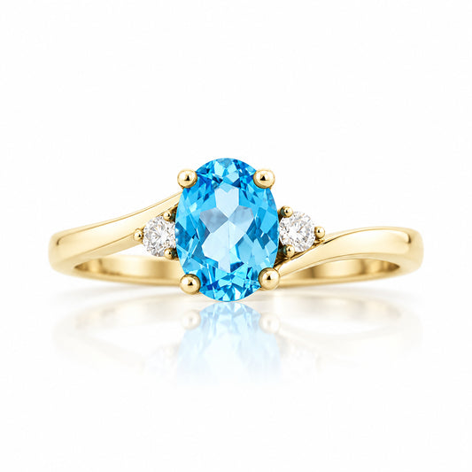 Georgie, Swiss Blue Topaz and Diamond Ring - Victoria's Jewellery