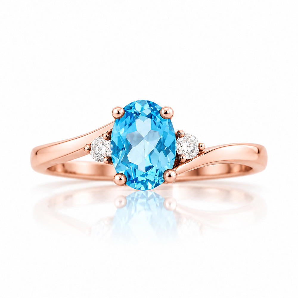 Georgie, Swiss Blue Topaz and Diamond Ring - Victoria's Jewellery