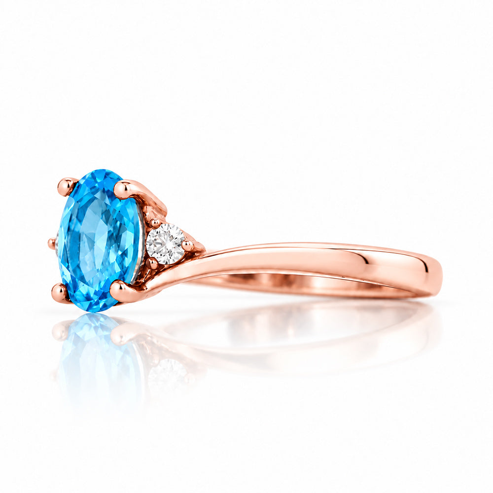 Georgie, Swiss Blue Topaz and Diamond Ring - Victoria's Jewellery