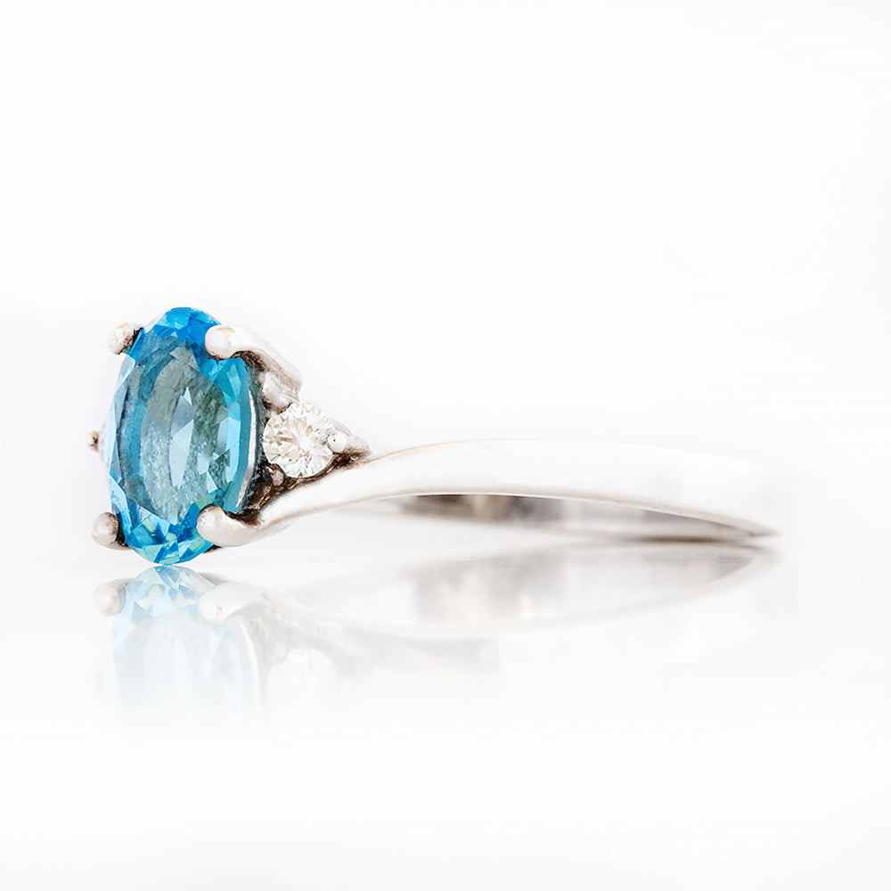Georgie, a Swiss Blue Topaz and Diamond Trilogy Ring - Victoria's Jewellery