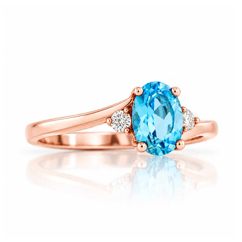 Georgie, Swiss Blue Topaz and Diamond Ring - Victoria's Jewellery