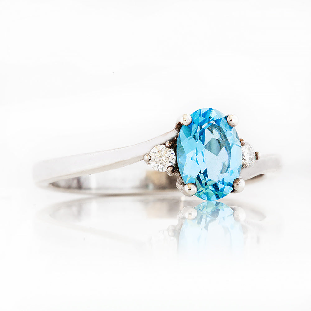 Georgie, a Swiss Blue Topaz and Diamond Trilogy Ring - Victoria's Jewellery