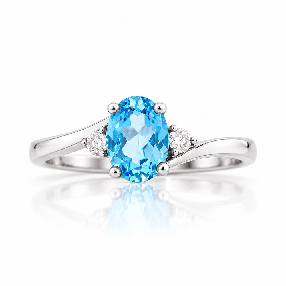 Georgie, Swiss Blue Topaz and Diamond Ring - Victoria's Jewellery