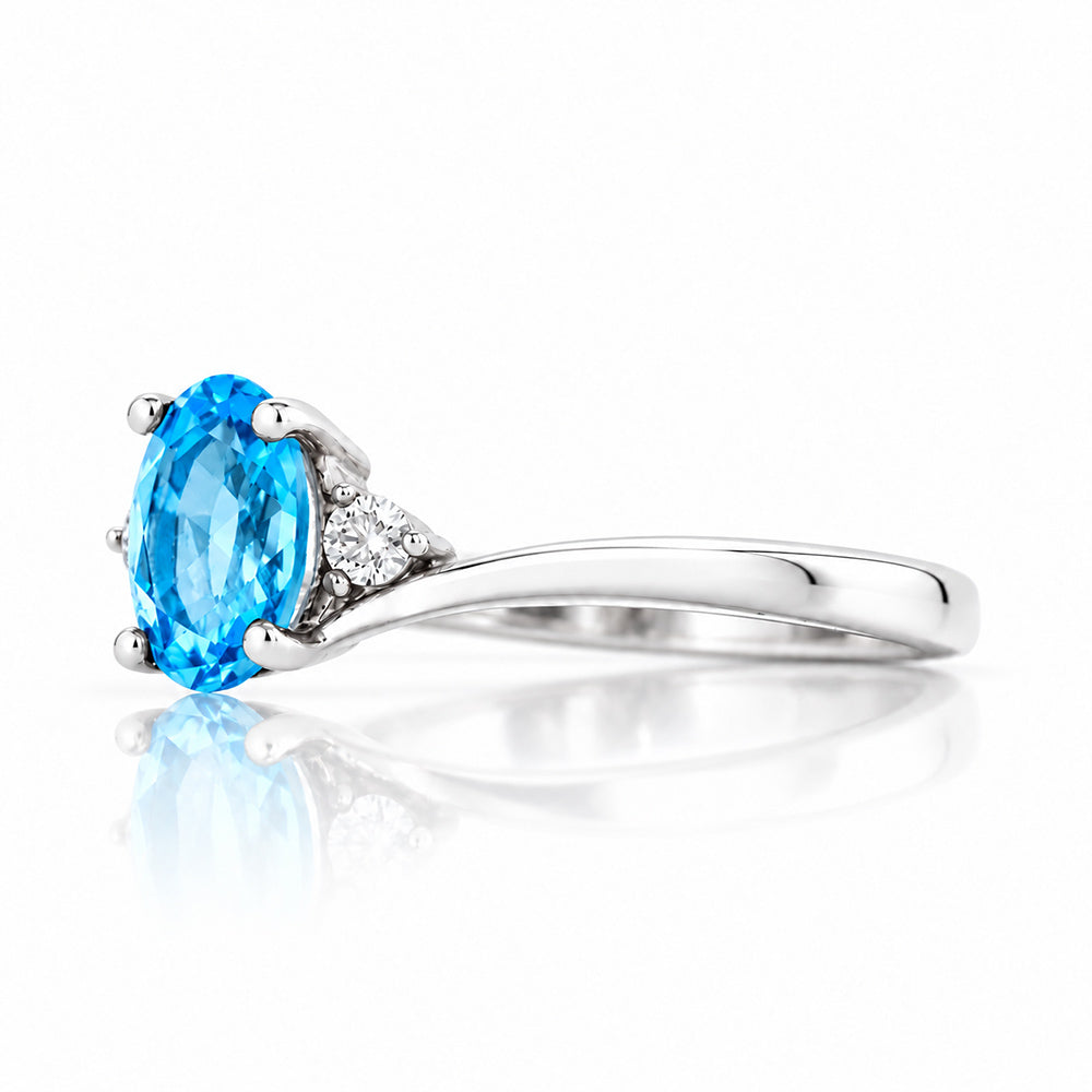 Georgie, Swiss Blue Topaz and Diamond Ring - Victoria's Jewellery
