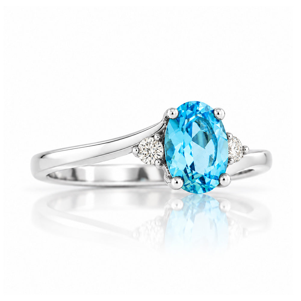 Georgie, Swiss Blue Topaz and Diamond Ring - Victoria's Jewellery