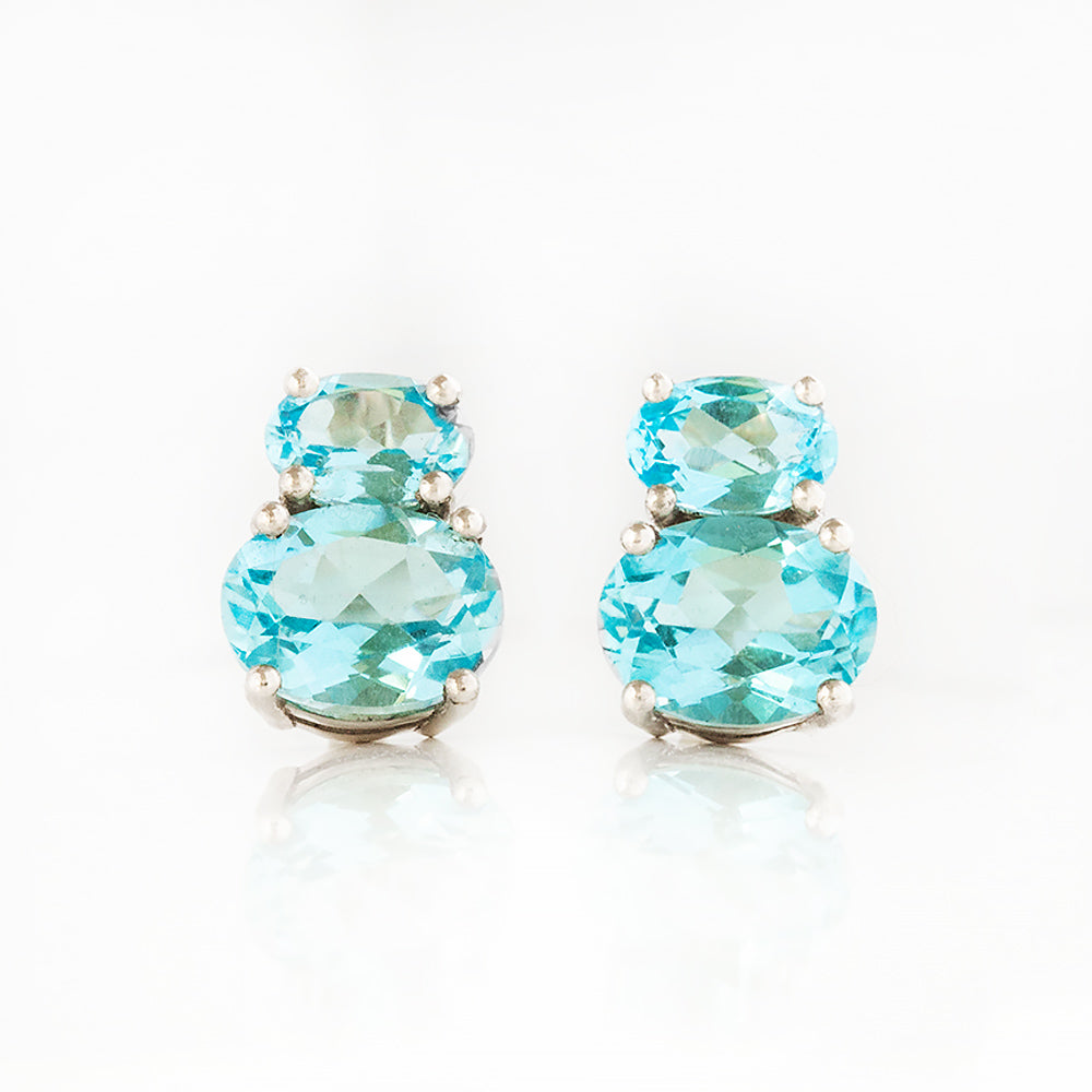 Georgie, Swiss Blue Topaz Stud Earrings