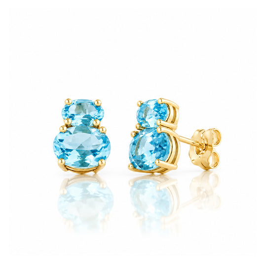 Georgie, Swiss Blue Topaz Stud Earrings