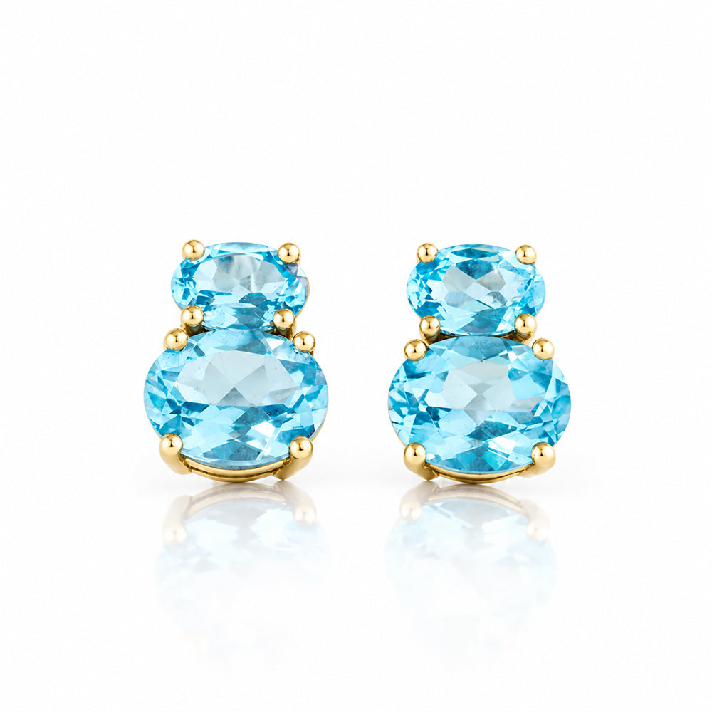 Georgie, Swiss Blue Topaz Stud Earrings