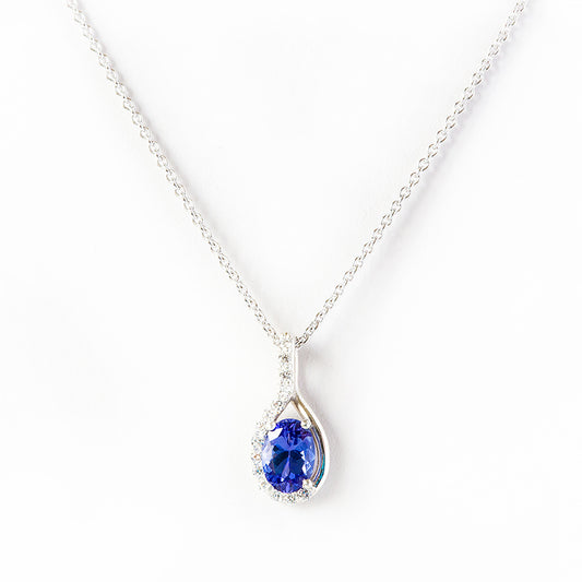 The Infinity Pendant with Tanzanite and Diamonds - 7x5mm