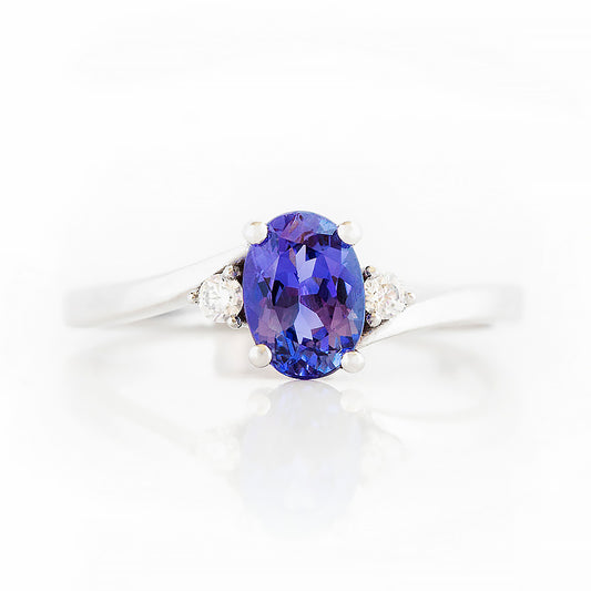 Georgie, a Tanzanite and Diamond Trilogy Ring