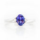 Oval cut Tanzanite and Lab Diamond Trilogy Engagement Ring in White Gold - Victoria's Jewellery