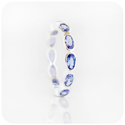 Oval cut Tanzanite Full Eternity Ring - Victoria's Jewellery