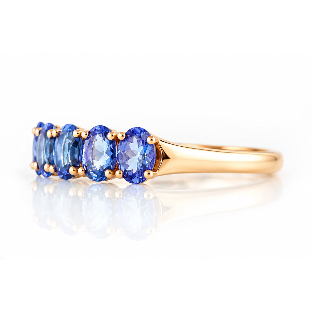 Arabella, a Tanzanite Half Eternity Ring - Victoria's Jewellery