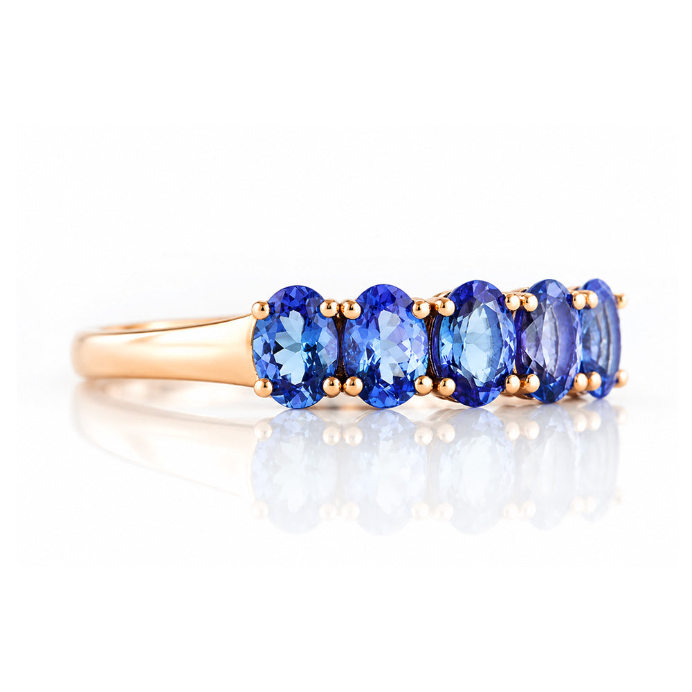 Arabella, a Tanzanite Half Eternity Ring - Victoria's Jewellery
