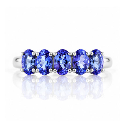 Arabella, a Tanzanite Half Eternity Ring - Victoria's Jewellery