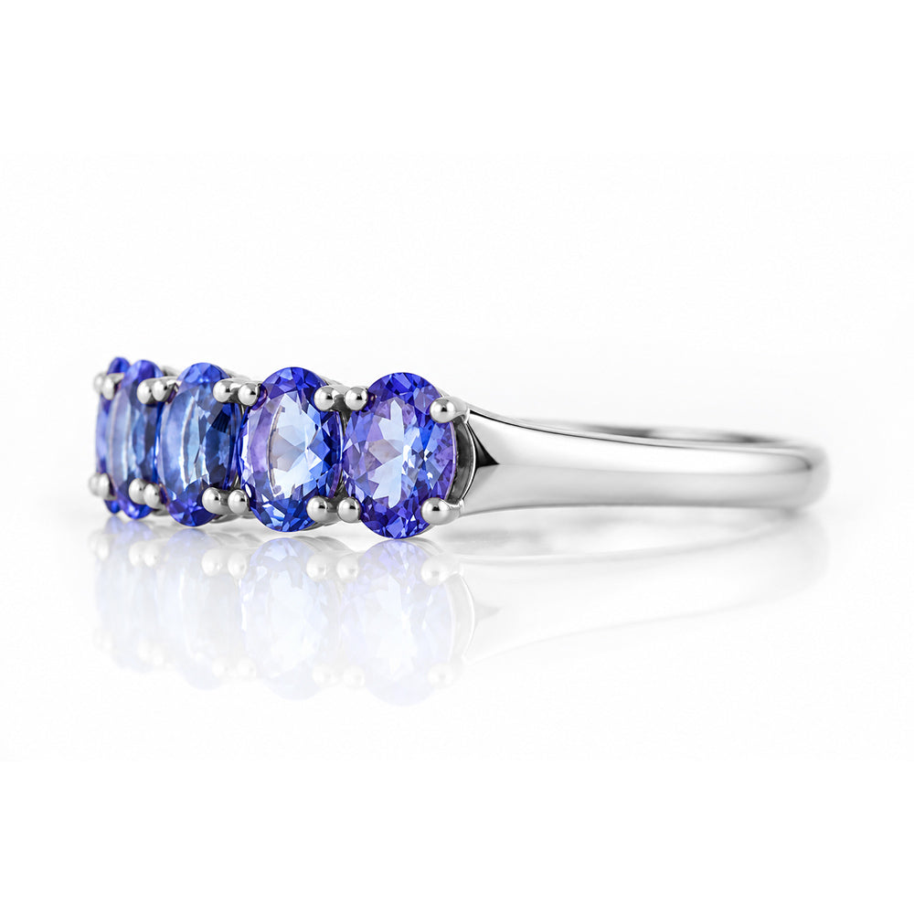 Arabella, a Tanzanite Half Eternity Ring - Victoria's Jewellery