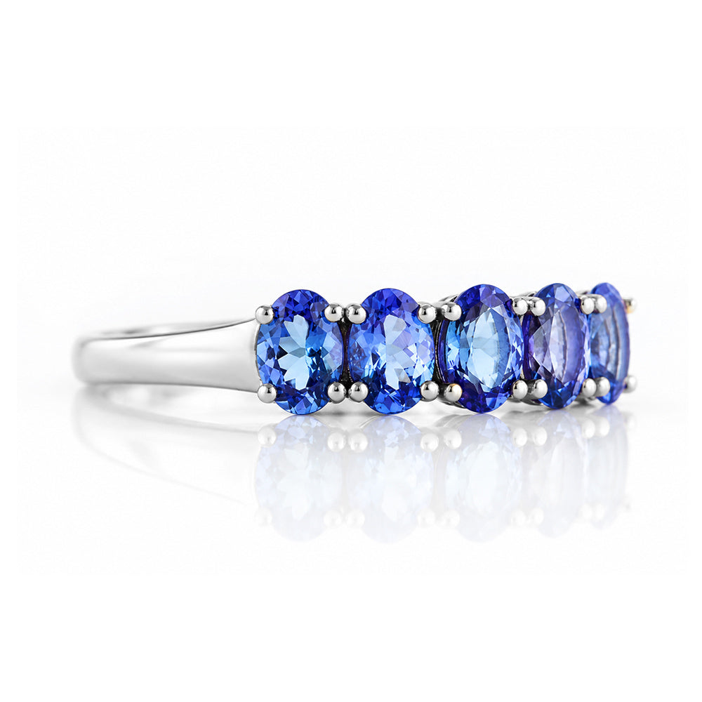 Arabella, a Tanzanite Half Eternity Ring - Victoria's Jewellery