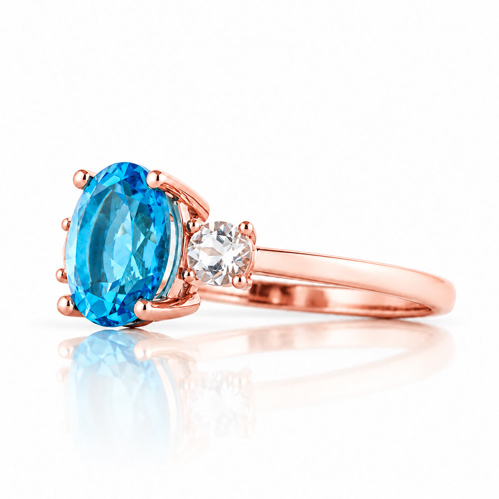 Hallie, Swiss Blue Topaz and Clear Quartz Ring - Victoria's Jewellery