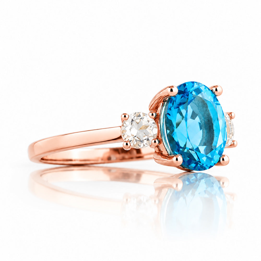 Hallie, Swiss Blue Topaz and Clear Quartz Ring - Victoria's Jewellery