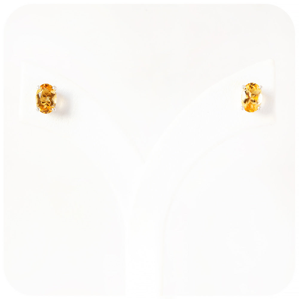 Oval cut yellow Citrine Stud Earring - Victoria's Jewellery