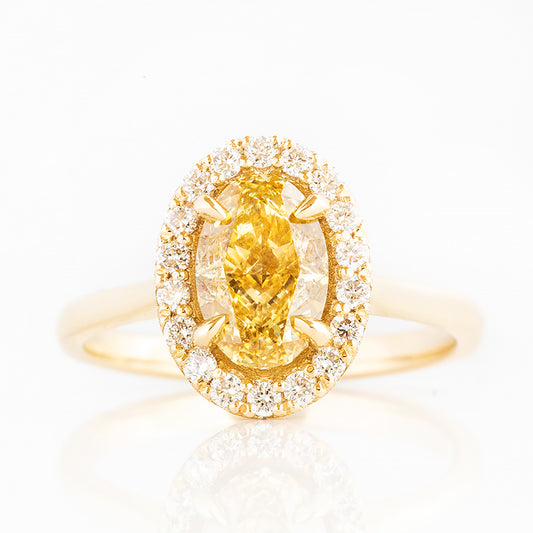 Tilana, an Oval cut Yellow Diamond Halo Engagement Ring - 1.5ct