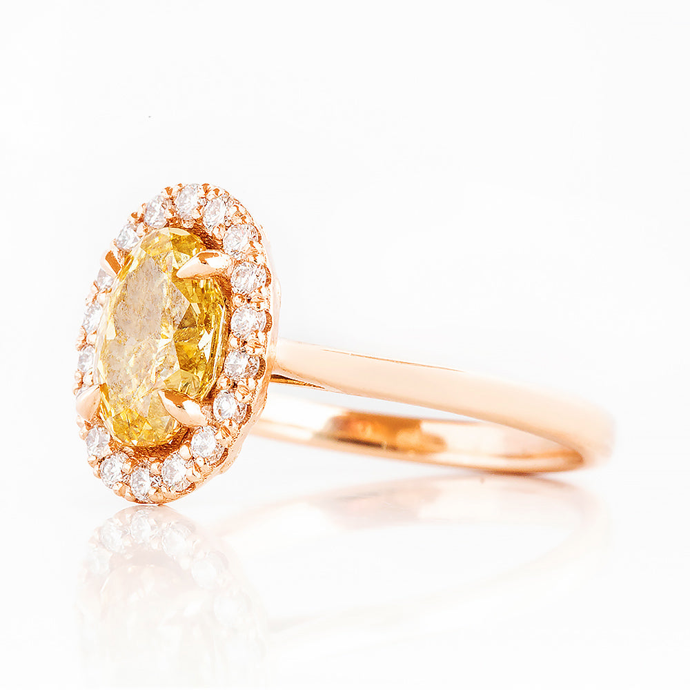 Tilana, an Oval cut Yellow Diamond Halo Engagement Ring - 1.5ct