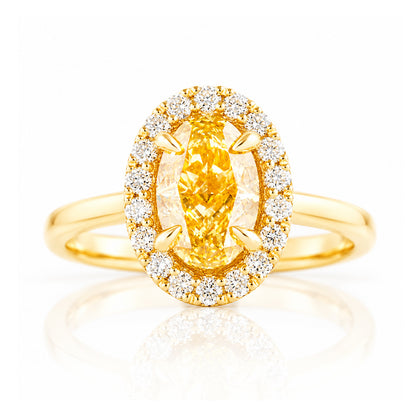 Tilana, an Oval cut Yellow Diamond Halo Engagement Ring - 1.5ct - Victoria's Jewellery