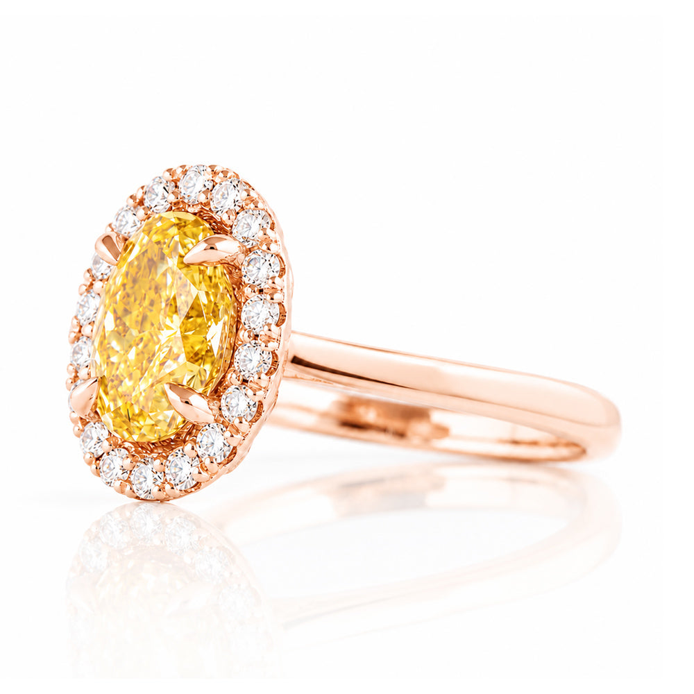 Tilana, an Oval cut Yellow Diamond Halo Engagement Ring - 1.5ct - Victoria's Jewellery