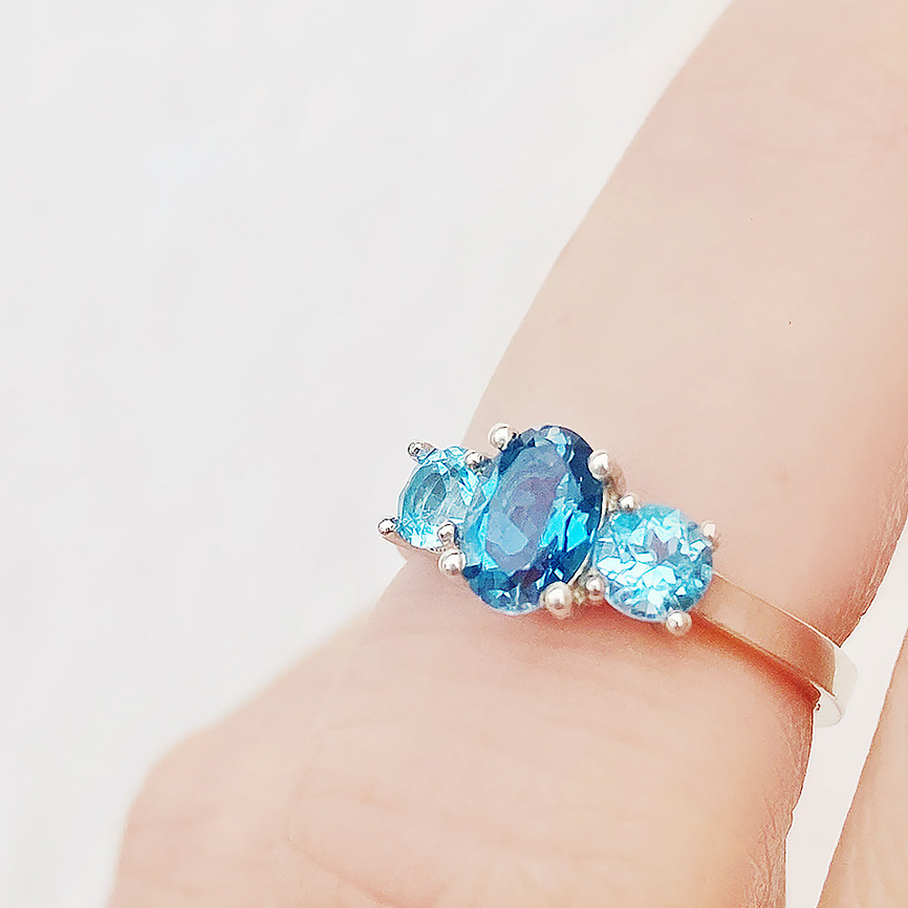 Lucy, a London Blue and Swiss Blue Topaz Ring