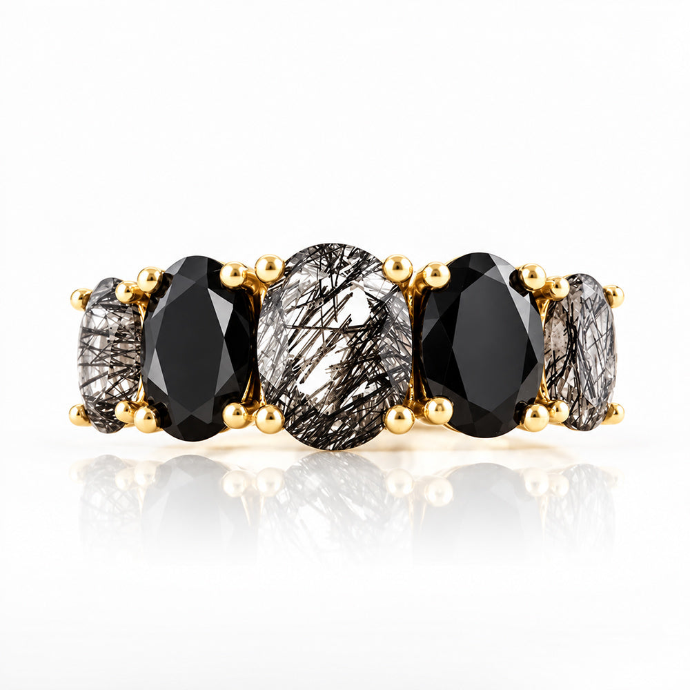 Queen, a Black Rutile and Spinel Ring - Victoria's Jewellery