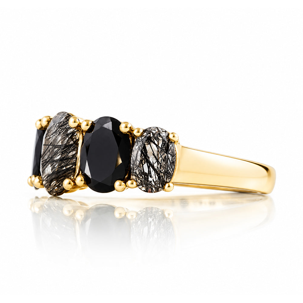 Queen, a Black Rutile and Spinel Ring - Victoria's Jewellery
