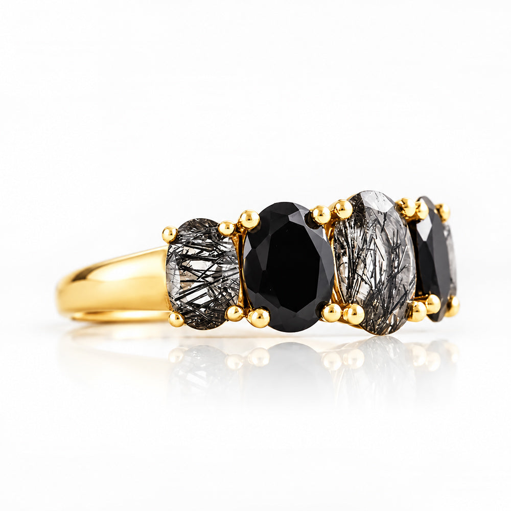 Queen, a Black Rutile and Spinel Ring - Victoria's Jewellery