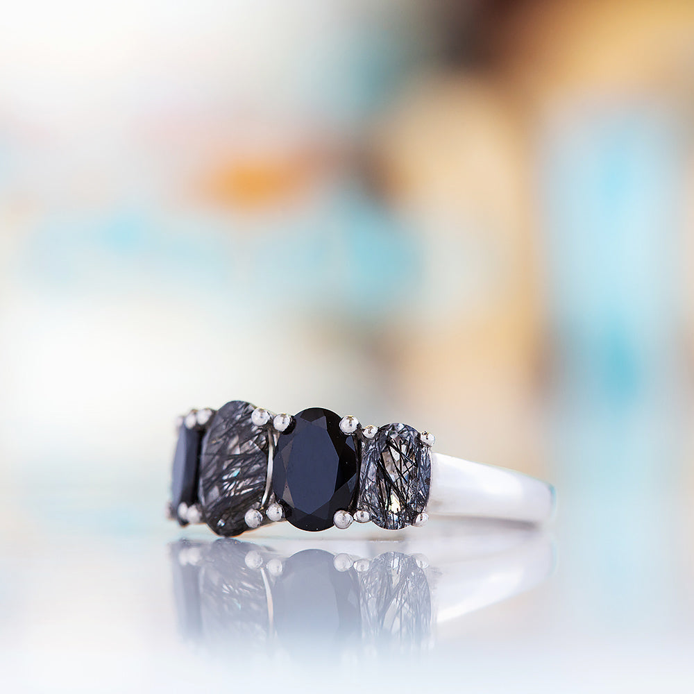 Queen, a Black Rutile and Spinel Ring