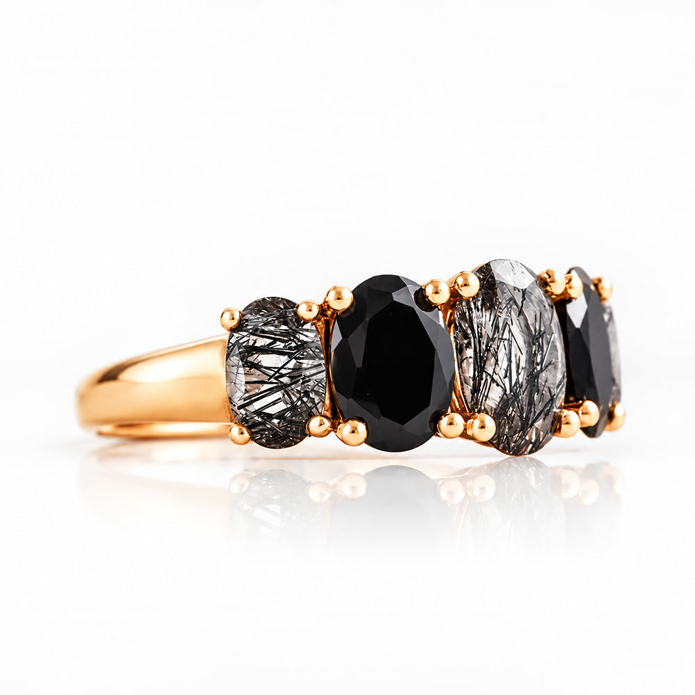 Queen, a Black Rutile and Spinel Ring - Victoria's Jewellery