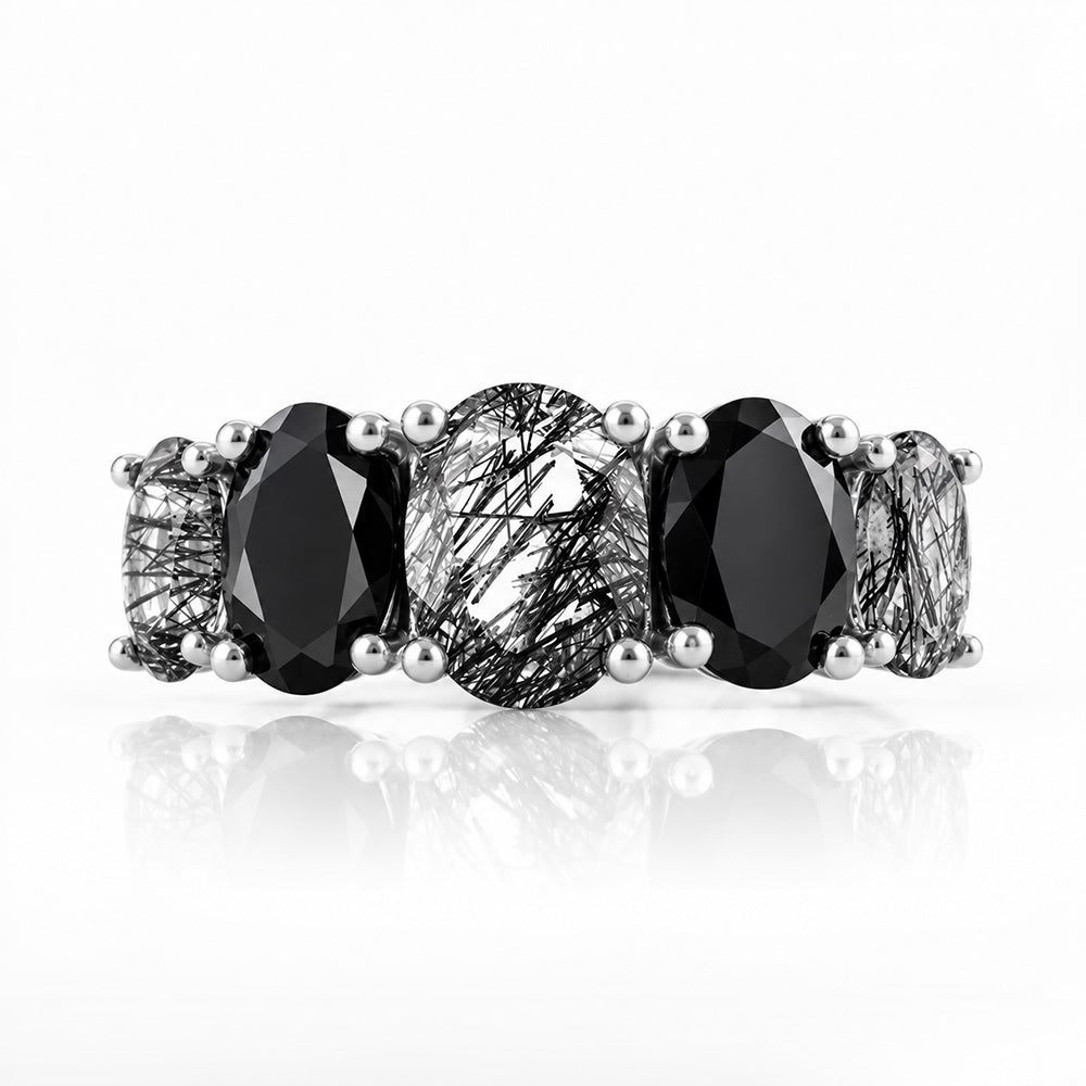 Queen, a Black Rutile and Spinel Ring - Victoria's Jewellery