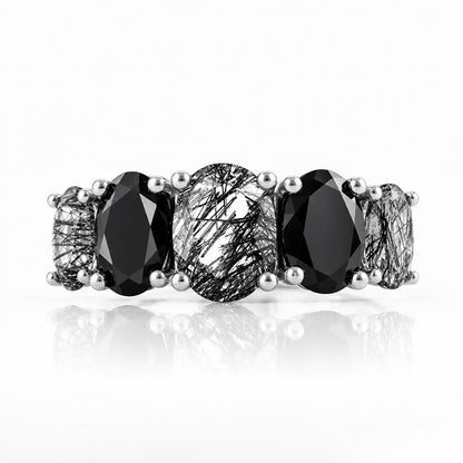 Queen, a Black Rutile and Spinel Ring - Victoria's Jewellery