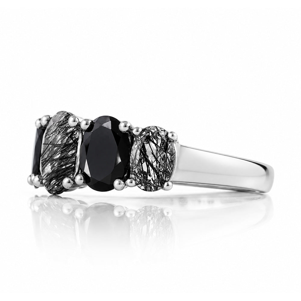 Queen, a Black Rutile and Spinel Ring - Victoria's Jewellery