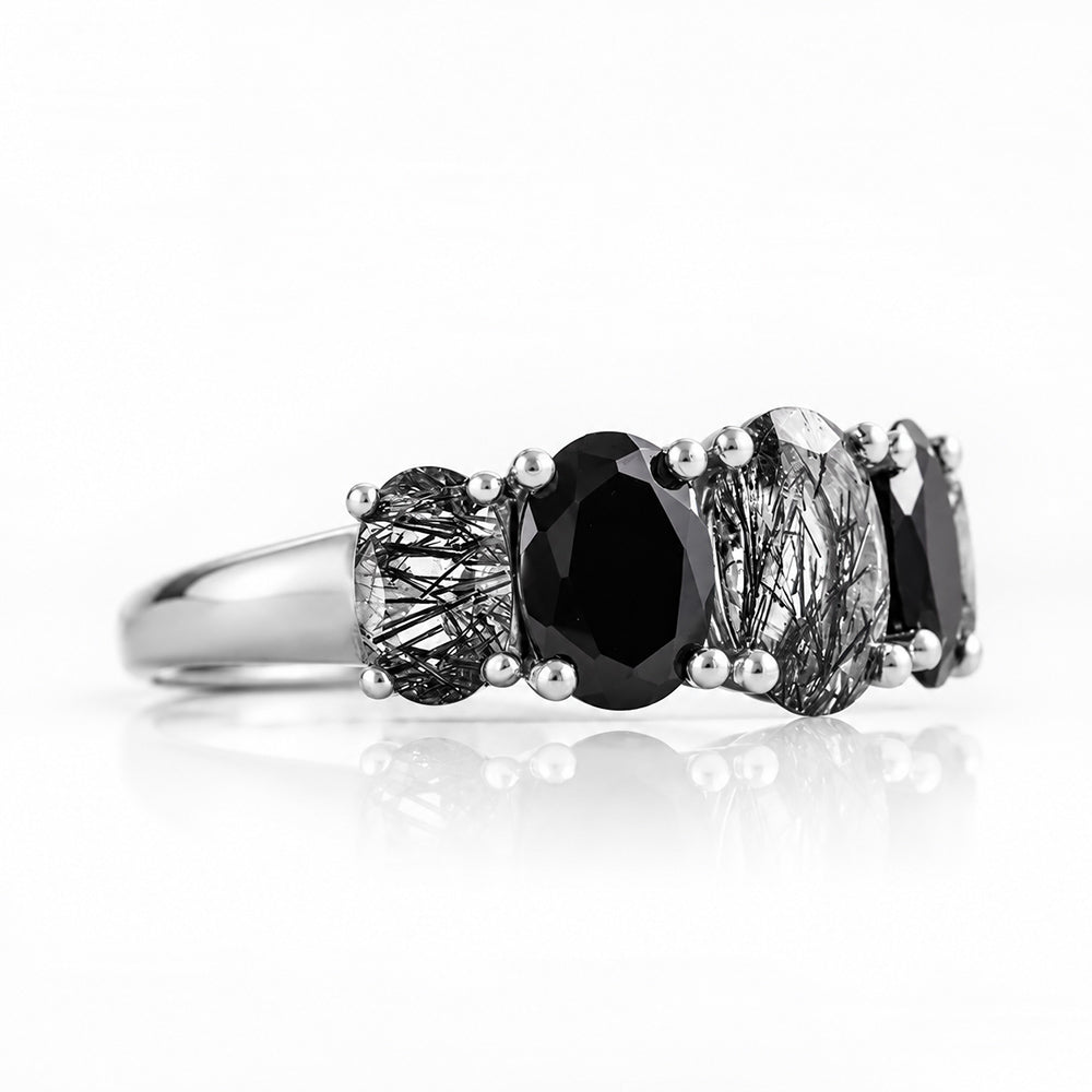 Queen, a Black Rutile and Spinel Ring - Victoria's Jewellery
