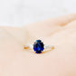 Georgie, a Blue Sapphire and Diamond Trilogy Ring - 8x6mm